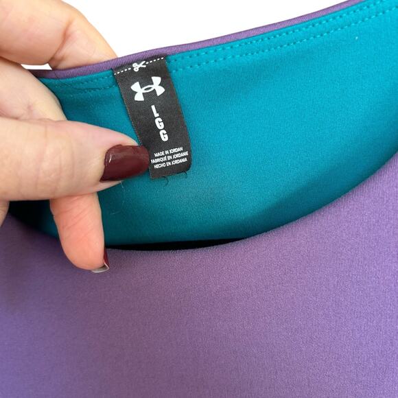 Under Armor Women's Purple Crop Tank Sports Bra Reversible Teal Size Large - Picture 2 of 4